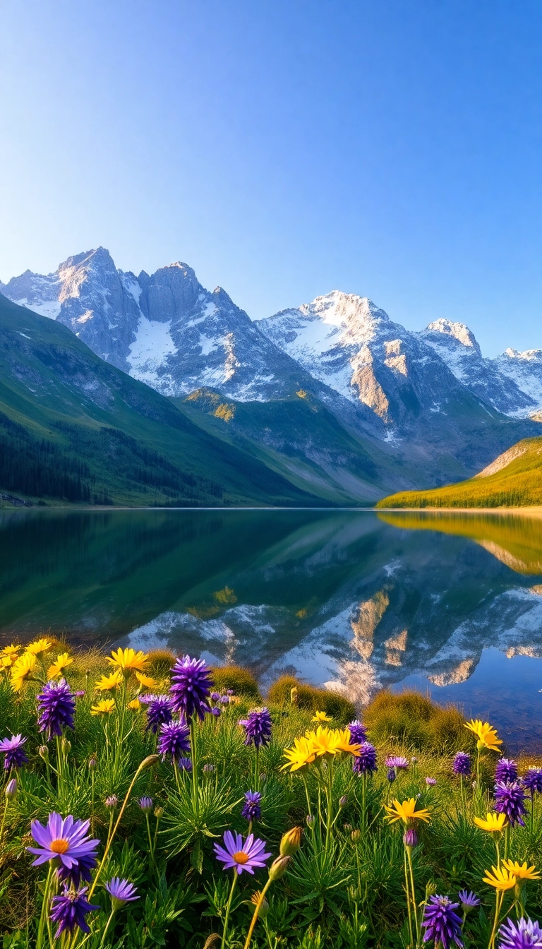 HD iPhone Spring Mountain Reflection Appealing Wallpaper